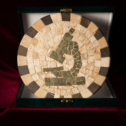 Mosaïque en Pierre - Médaillon Le Microscope 20 cm