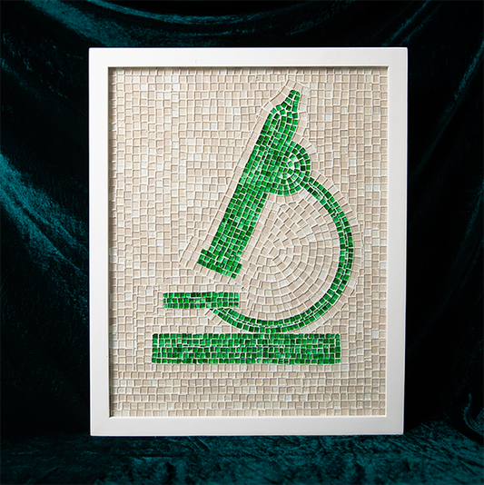Mosaïque en Verre - Microscope Blanc et Vert 50x40