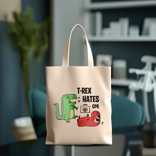 Tote Bag- T REX Hates CPR
