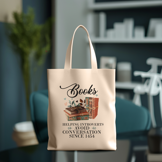 Tote Bag - Books Helping Introverts Avoid Conversation Since 1454