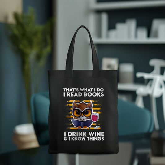 Tote Bag- I Read Books, I Drink Wine and I Know Things